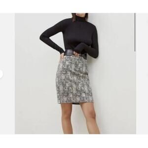 MM Lafleur Skirt Noho Crackle Gray Black Print Stretch Knit Pencil Lined Size 6